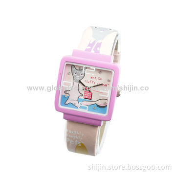 Lovely children's watch, leather and plastic